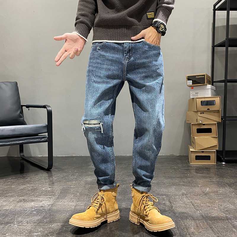 ヴィンテージ加工膝ダメージジーンズパンツ