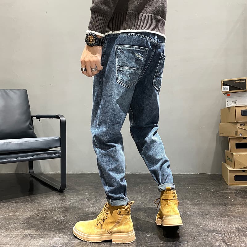 ヴィンテージ加工膝ダメージジーンズパンツ