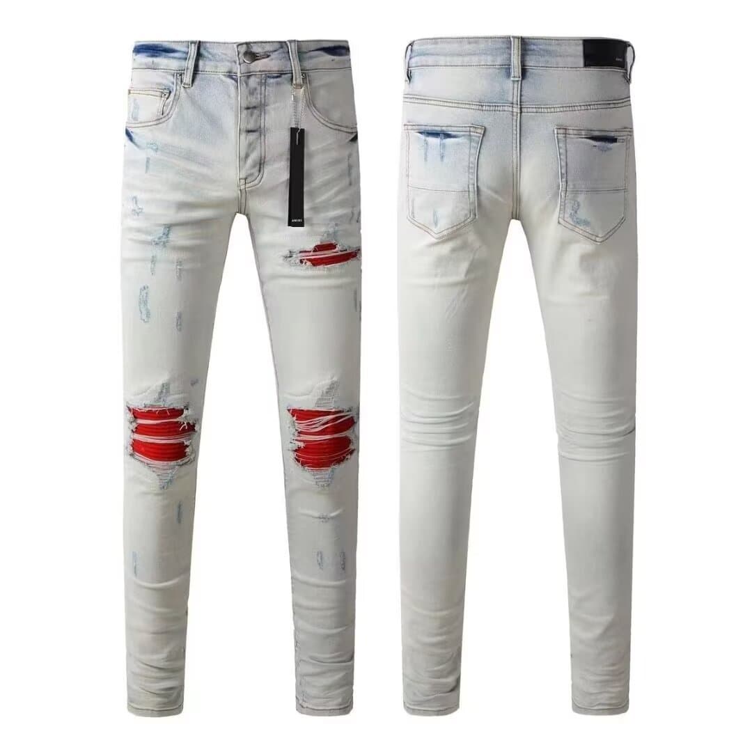 ダメージジーンズ ヴィンテージ加工 裂け目デニムパンツ