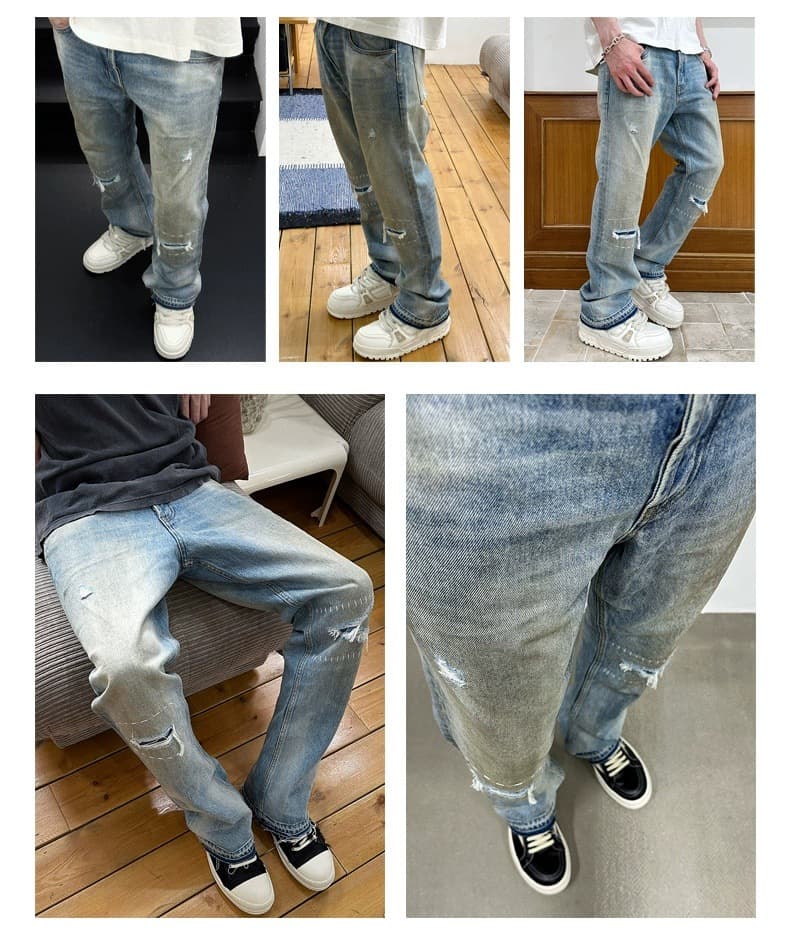 ヴィンテージ加工 裾だしダメージジーンズ