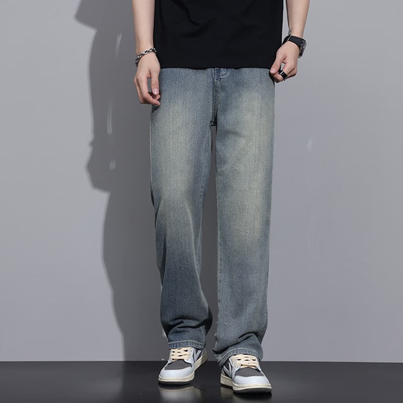 リラックスストレートダメージジーンズ